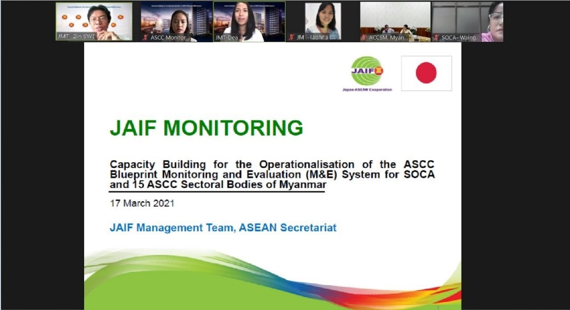 JMT Participation at the Capacity Building for the Operationalisation of the ASCC Blueprint M&E Systems for Myanmar